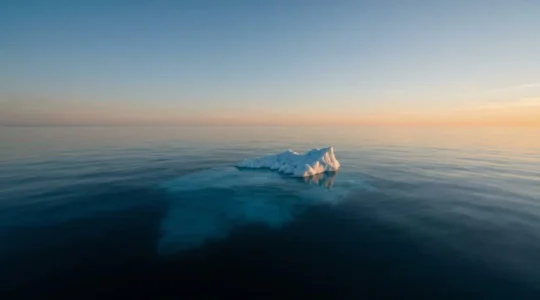 Un iceberg photographié au crépuscule, dont la partie visible symbolise le symptôme et la masse immergée la cause profonde invisible
