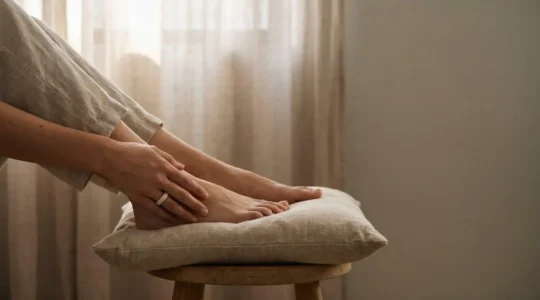 Séance de réflexologie plantaire apaisante symbolisant la baisse du cortisol et du stress