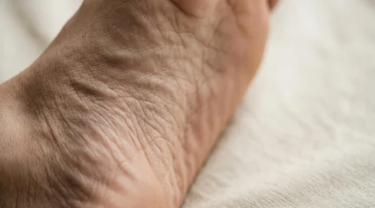 Vue rapprochée d'un pied humain en position de relaxation illustrant la richesse sensorielle de la voûte plantaire